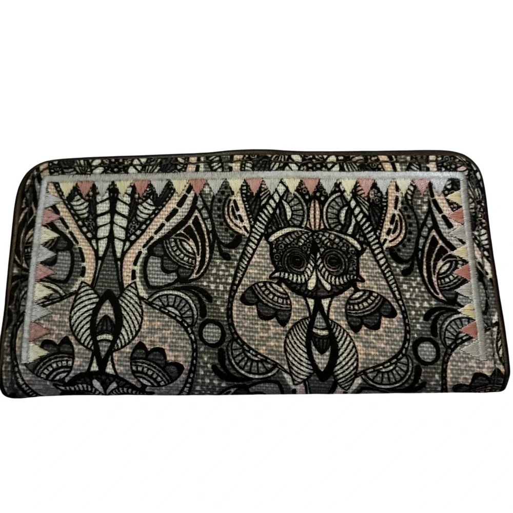 Sakroots Ecotwill‎ Encino Essential Women's Wallet Black White Owl Design